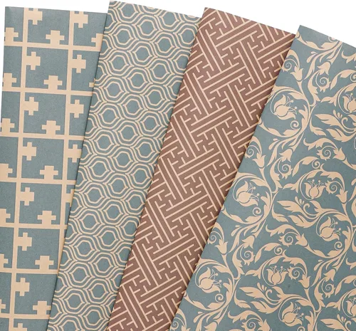 Miniatura 8 de Papel de regalo plegado negro, blanco y dorado, diseño mate, estrellas, rayas, ondulaciones, cuadros para cumpleaños, Navidad, graduaciones, bodas