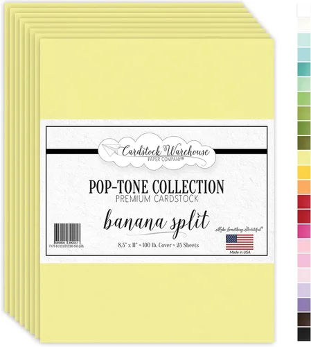 Cardstock Warehouse Pop Tone Banana Split Yellow - 8.5 x 11 pulgadas - 100 libras / 270 GSM - Papel de cartulina mate premium - 25 hojas Rosa