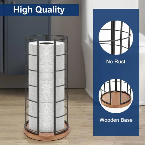 Miniatura 5 de NearMoon Soporte organizador de papel higiénico, almacenamiento independiente de 3 rollos de pañuelos, accesorio de baño de metal, soporte de rollo