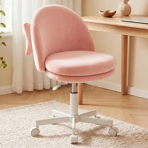 Miniatura 11 de GTRACING Silla de oficina alta de terciopelo con ruedas, sillas de tocador con respaldo, altura versátil: taburetes de oficina a bar, silla