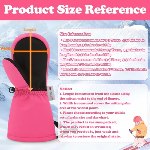 Miniatura 12 de Sarfel Manoplas para niños pequeños, guantes impermeables de nieve y esquí para niños, guantes de invierno para bebés con Thinsulate