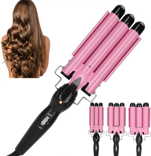 Miniatura 6 de Rizador de pelo, rizador de pelo de 3 barriles, rizador de pelo de sirena, rizadores de pelo, herramienta de peinado para uso en el hogar y salón