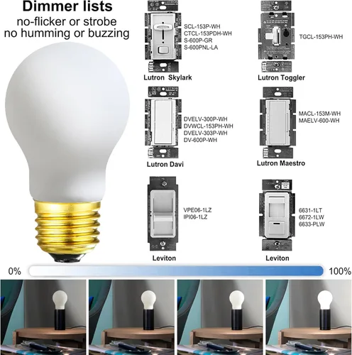 Miniatura 6 de Leools Bombilla LED A15 regulable sin parpadeo mate de 8 W vidrio esmerilado CRI95 blanco neutro 4000 K, equivalente a 60 W, bombilla de filamento