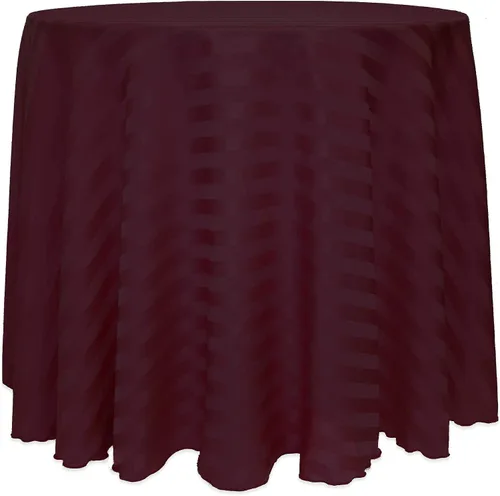 Miniatura 35 de ULTIMATE TEXTILE Mantel redondo de rayas satinadas de 84 pulgadas color marfil crema