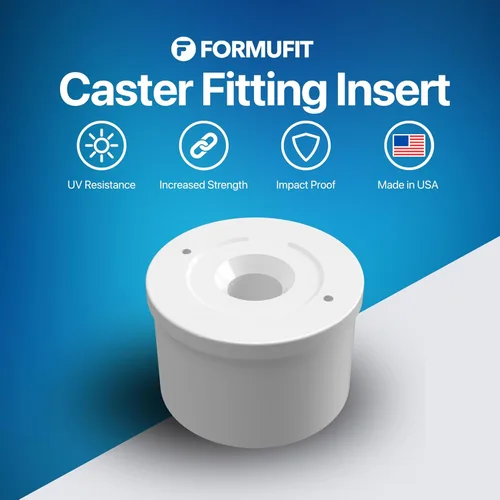 Miniatura 2 de FORMUFIT Adaptador de montaje de PVC con ruedas de 1-1/4 pulgadas, grado de muebles, blanco, fabricado en Estados Unidos, resistente a los rayos UV
