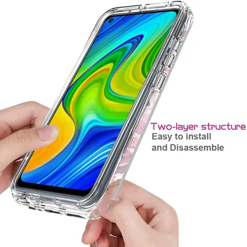 Miniatura 4 de Funda para Redmi Note 9/Redmi 10X 4G M2003J15SC con protector de pantalla de vidrio templado, cuerpo completo transparente con diseño floral, fundas