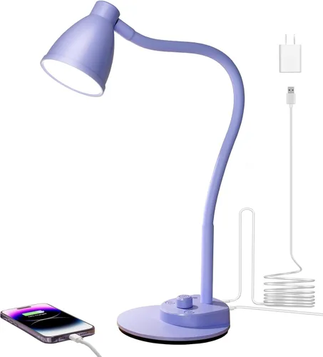 Miniatura 11 de BOHON. Lámpara de escritorio LED con puerto de carga USB, 3 modos de color, luz de lectura regulable, lámpara de tarea de inducción inteligente