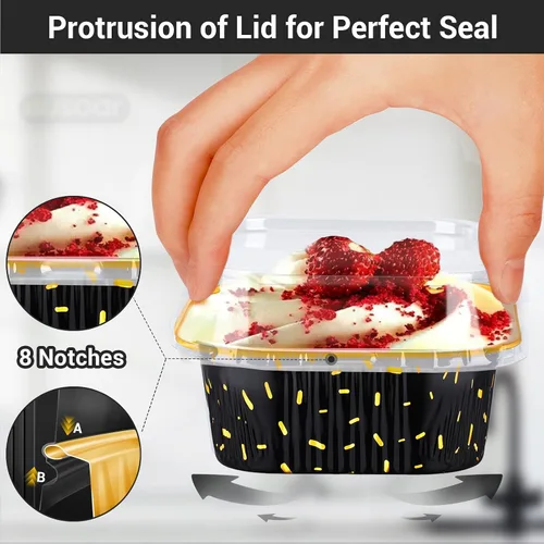 Miniatura 4 de EUSOAR - Moldes para pastel con tapas, 50 unidades de 300 ml/10 oz, moldes cuadrados desechables para cupcakes, recipientes de papel de aluminio