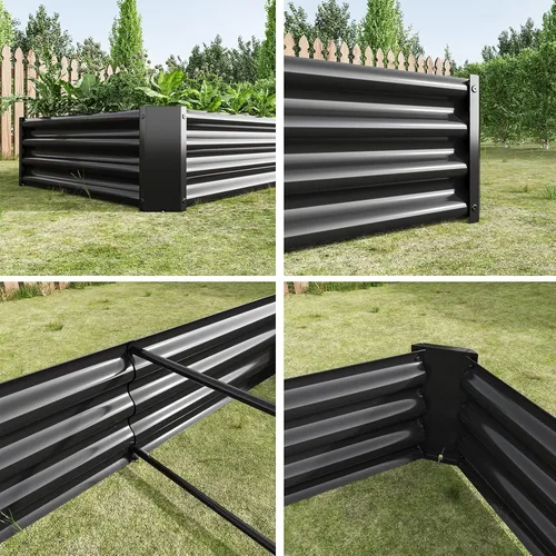 Miniatura 3 de Cama de jardín elevada galvanizada para verduras, jardineras elevadas al aire libre, camas de jardín elevadas de metal, kit de acero para verduras