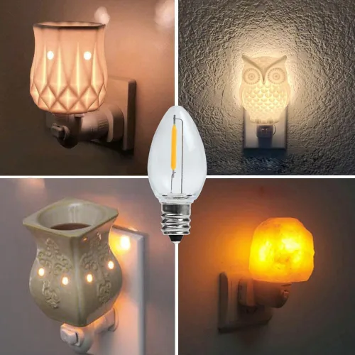 Miniatura 6 de Bombillas LED de repuesto C7 E12 de 0.6 W equivalentes a 7 W, blanco cálido de 2700 K para exteriores e interiores, lámparas de sal de árbol de C7