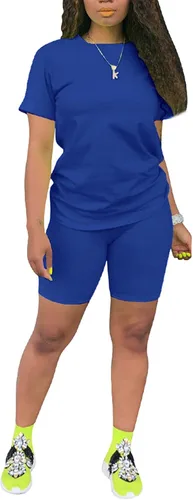 Miniatura 2 de AOMONI Conjunto de dos piezas para mujer, conjunto corto casual de manga corta de verano