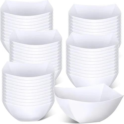 Miniatura 25 de Tanlade 50 Cuencos Cuadrados de Plástico para Servir Desechables Cuencos para Aperitivos Ensalada Recipientes Pequeños para Fiestas Barra de Dulces