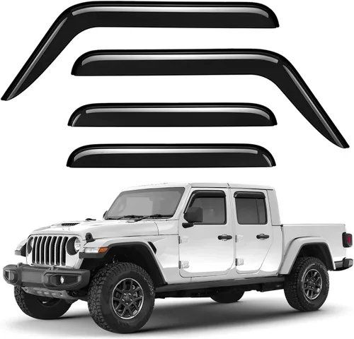 Miniatura 25 de Deflectores de ventana tintados ahumados con cinta adhesiva para ventana lateral, deflectores de lluvia compatibles con Toyota RAV4 2013-2018 - 4