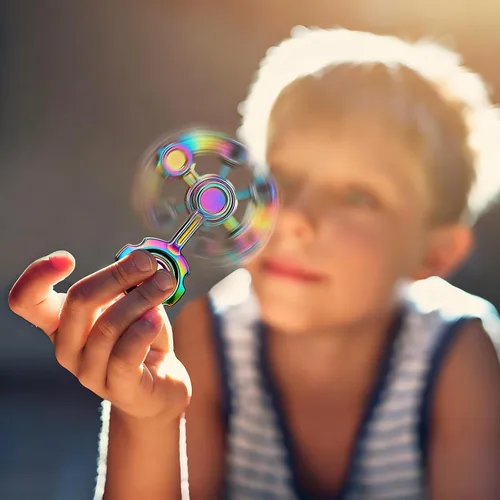Miniatura 8 de Juguete giratorio de metal que brilla en la oscuridad, juguete antiestrés luminoso para niños y adultos, 2 brazos, juguete sensorial de escritorio