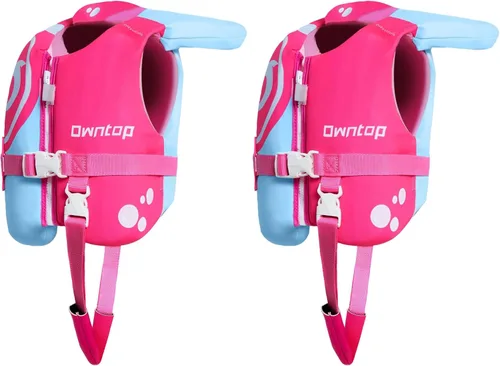 Miniatura 11 de Owntop Chaleco de natación para niños pequeños, chaqueta flotante, ayuda de natación para niños de 20-30-40-50 libras con correas de seguridad Rojo