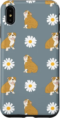 Miniatura 11 de Funda para iPhone 11 Pro English Bulldog and Daisy Flower Pattern Dusty Blue