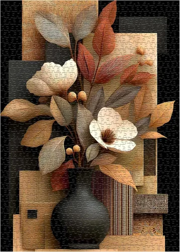 Miniatura 8 de Rompecabezas de flores para adultos de 1000 piezas, rompecabezas únicos de plantas florales, rompecabezas de flores con fondo geométrico, hermosa