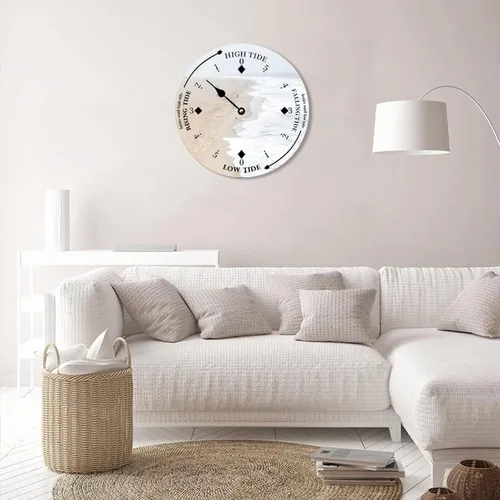 Miniatura 6 de Reloj de marea de madera, olas blancas y playa, costa este, océano Atlántico, reloj de marea de madera con marea alta y baja, reloj vintage