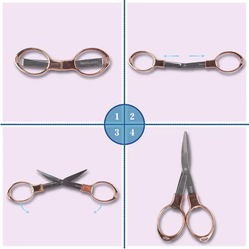 Miniatura 4 de JubileeYarn - Tijeras plegables de metal, oro rosa, 1 tijera
