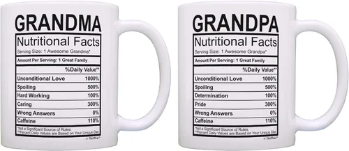 Miniatura 10 de Taza del día del padre para el abuelo con etiqueta de datos nutricionales, regalos divertidos para el abuelo de 11 onzas, taza de café, taza de té