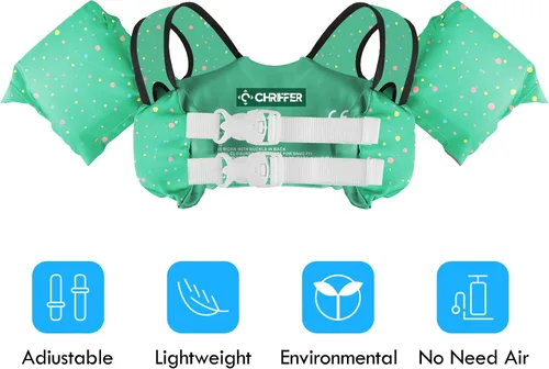 Miniatura 2 de Chriffer - Chaleco salvavidas para niños de 30 a 55 libras, flotadores con arnés de hombro con alas de brazo para niños y niñas de 2, 3, 4, 5, 6, 7