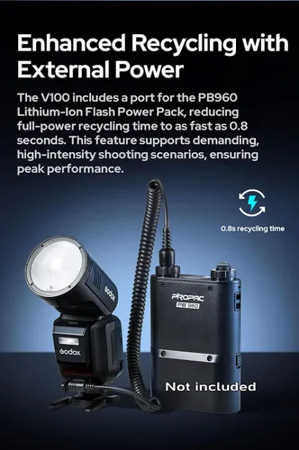 Miniatura 13 de GODOX V100 C Godox Flash para Canon - Flash TTL de 100Ws para cámaras Canon EOS, control de pantalla táctil, 400 destellos de potencia completa