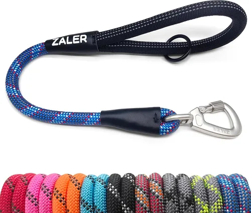 Miniatura 8 de ZALER Correa Corta para Perro, Correas de Tráfico de Cuerda de 26 Pulgadas para Perros, Correa Reflectante para Perro con Anillo en O, Correa Negro