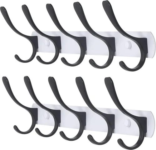 Miniatura 17 de SKOLOO Perchero de pared moderno, perchero de pared de metal con 5 ganchos, resistente riel de pared para colgar abrigos, chaquetas, ropa, Negro