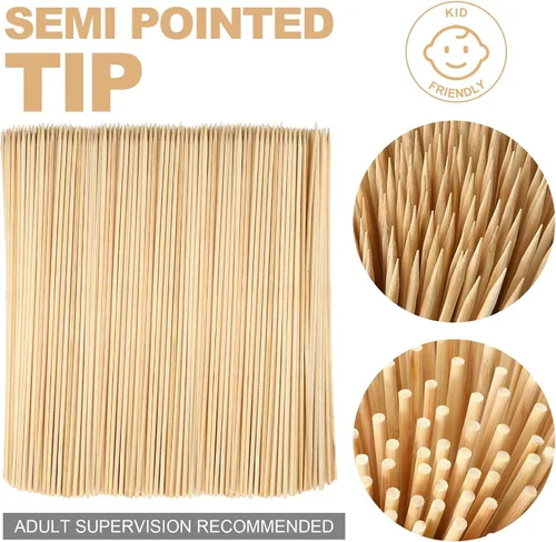 Miniatura 2 de Suclain 500 palitos para asar malvaviscos de 17.5 pulgadas de largo y 0.197 in de grosor, pinchos de bambú, brochetas de bambú, barbacoa, asar