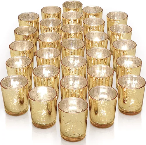 Miniatura 17 de LETINE 6pcs Blue Votive Candle Holders – Standard Votive Size for Regular Votive Candles– Tea Light Candles Holder, Candle Holder for Summer