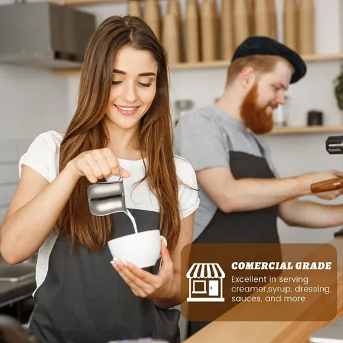 Miniatura 4 de Bokon 36 piezas de cremas de campana de acero inoxidable de 3 onzas para servir leche, café, crema, jarabe, azúcar en forma de campana, recipiente