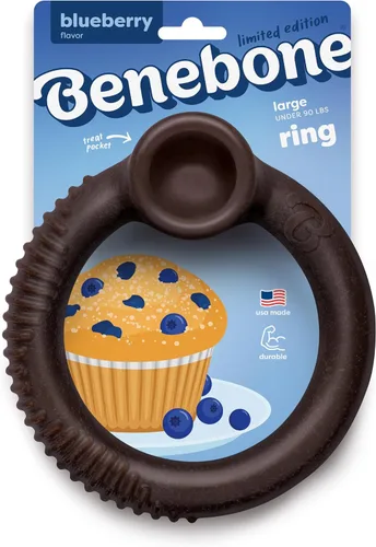 Miniatura 10 de Benebone Ring - Juguete masticable duradero para perros para masticadores agresivos, edición limitada, sabor arándano, pequeño