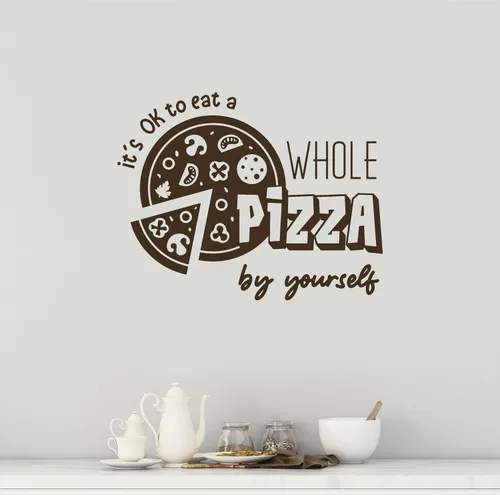 Miniatura 3 de Vinilo adhesivo de pared Eat Whole Pizza by Yourself Fanny Quote Pizzeria Pegatinas Mural Decoración grande (g7898) negro