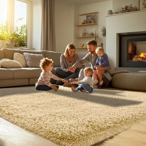 Miniatura 4 de Alfombra de Área de Pelo Largo Beige para Dormitorio: 8x10 Alfombras de Área de Pelo Largo Mullidas para Sala de Estar- Alfombras de Felpa Beige