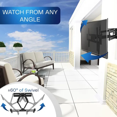 Miniatura 7 de VIVO Soporte de pared para TV de movimiento completo para exteriores para pantallas de 37 a 80 pulgadas, soporte articulado con capacidad para hasta