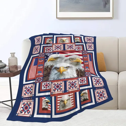 Miniatura 3 de Manta de águila con la bandera estadounidense y águila calva, regalos para niños, niñas, niños, adultos, mujeres y hombres, suave, acogedora, cálida