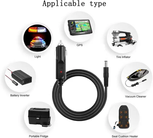 Miniatura 2 de Adaptador de fuente de alimentación portátil para encendedor de cigarrillos de automóvil de 12 V CC con cable de extensión de 18 AWG con enchufe