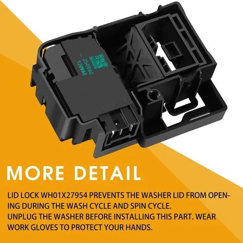 Miniatura 6 de WH01X27954 Interruptor de bloqueo de tapa para lavadora Parte 290D1580P004 290D1580P001 290D1580P002 EG-380843M WH01X26114 WH01X24114 Compatible