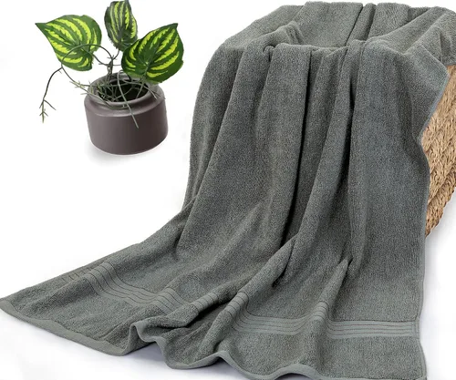 Miniatura 3 de Bliss Casa Paquete de 2 toallas de baño jumbo de algodón de gran tamaño de 35 x 70 pulgadas, ultrasuaves y altamente absorbentes, de secado rápido