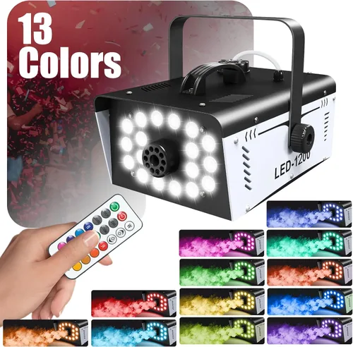 Miniatura 3 de Máquina de niebla para Halloween al aire libre de 1200 W con 18 luces LED, niebla de máquina de humo con control remoto, perfecta para fiestas