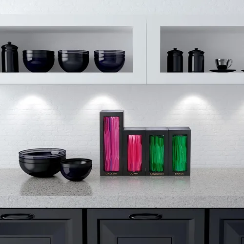 Miniatura 4 de Organizador de bolsas de alimentos de bambú para cajón de cocina, organizador de bolsas, compatible con bolsas de varios tamaños de galón, cuarto