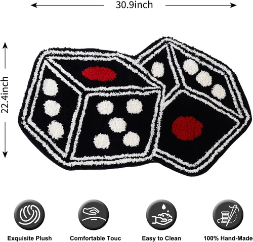 Miniatura 3 de Alfombra de Dados - 31"X23" Alfombra Genial Antideslizante de Flocado para Baño/Piso para Decoración de Sala de Estar, Decoración de Habitación
