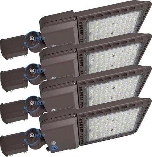 Miniatura 10 de Paquete de 4 luces LED de estacionamiento para exteriores de 300 W con fotocélula del atardecer al amanecer y ajustador deslizante, luz diurna