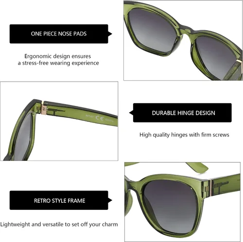 Miniatura 3 de ZENOTTIC Cateye - Gafas de sol polarizadas para mujer, gafas de sol de gran tamaño, protección UV400, estilo retro