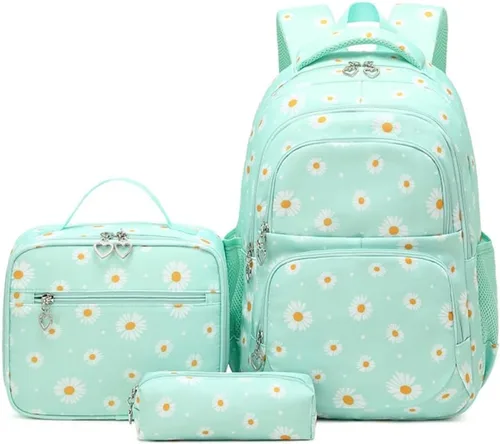 Miniatura 27 de 3 piezas de mochila con estampado de margaritas para niños, mochila de escuela primaria, mochila para estudiantes de primaria, mochila para Negro
