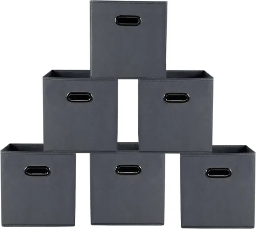 Miniatura 11 de Contenedores de almacenamiento de tela, organizadores de tela con asa, cubos plegables para almacenamiento de tela o accesorios, 11 x 11 x 11 Naranja
