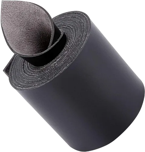 Miniatura 13 de GORGECRAFT Tira de correa de cuero de 1 pulgada de ancho 6.6 ft de largo de grano de cuero negro, cordón plano de una sola cara para manualidades
