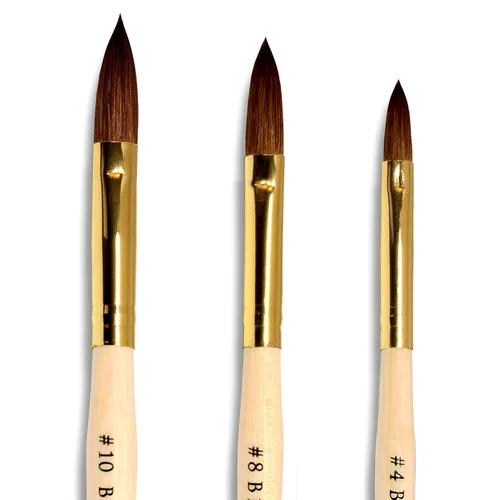 Miniatura 2 de Beaute Galleria Kolinsky Sable - Juego de 3 pinceles acrílicos ovalados para arte de uñas, pintura para detalles de manicura, bolígrafo para arte