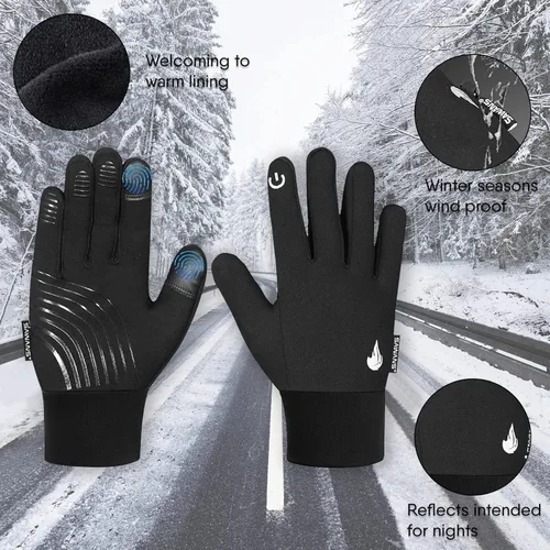Miniatura 2 de SAWANS Guantes de ciclismo para niños y niñas, térmicos, resistentes al viento, antideslizantes, para pantalla táctil, de 4 a 12 años, guantes
