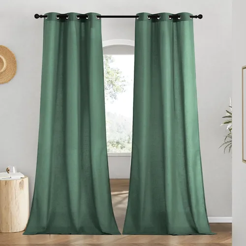 Miniatura 209 de NICETOWN Cortinas de lino natural con textura de lino para dormitorio, mezcla de lino rústica con ojales en la parte superior, semitransparentes